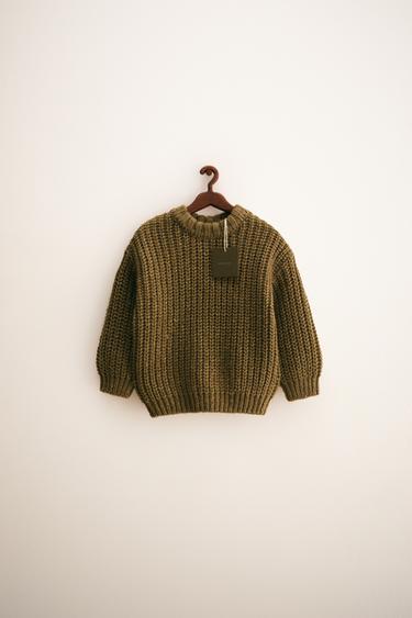 ZARA TIMELESS - CHUNKY KNIT JUMPER WITH WOOL - Mid-green by Zara
