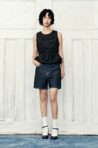 FRINGED PEPLUM TOP - Black by Zara