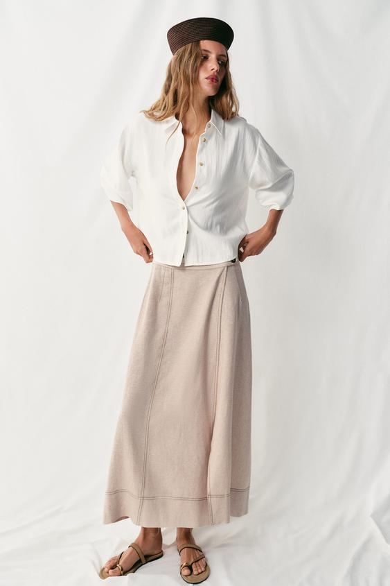SHORT SHIRT WITH WIDE SLEEVES - White by Zara - Image 0