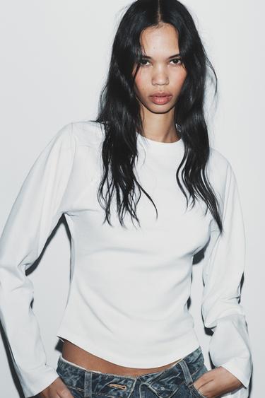 RAGLAN LONG SLEEVE T-SHIRT - White by Zara - Image 0