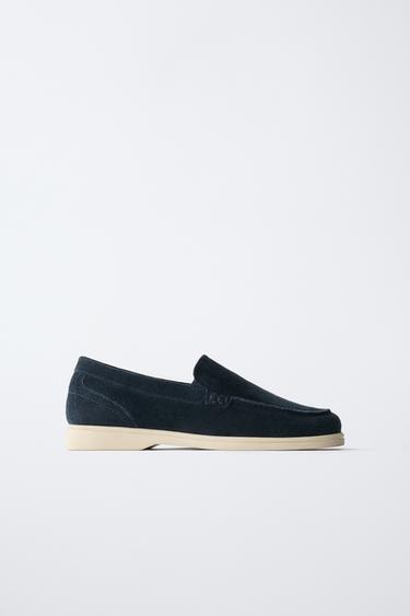 LEATHER DECK SHOES - Navy Blue by Zara - Image 0