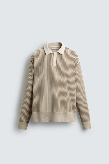 CHENILLE KNIT POLO SHIRT - Ecru by Zara