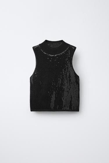 SEQUINNED TOP - Black by Zara
