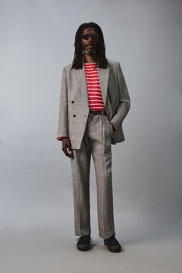 CHECK WOOL - LINEN SUIT AARON LEVINE X ZARA - Burgundy by Zara