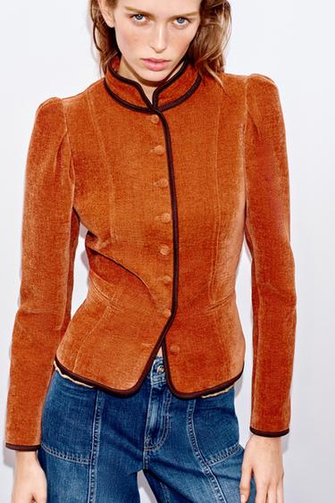 CONTRAST TRIM BLAZER - Burnt orange by Zara