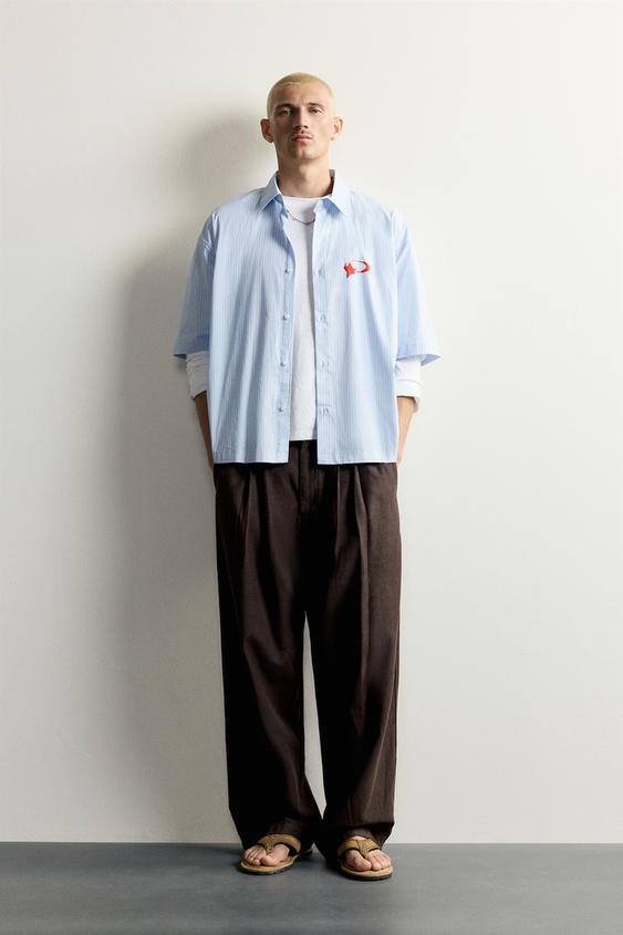 BOXY FIT GRAPHIC PRINT SHIRT - Blue by Zara - Image 0