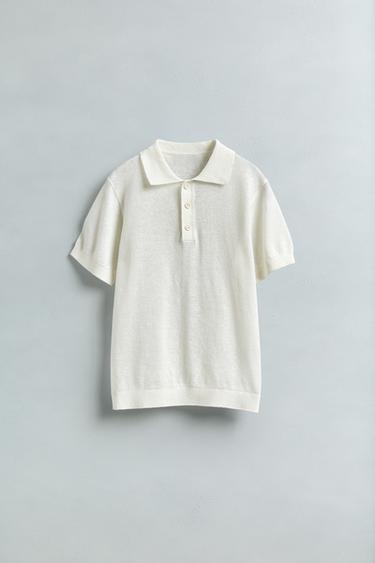 LINEN/COTTON POLO SHIRT - Ecru by Zara