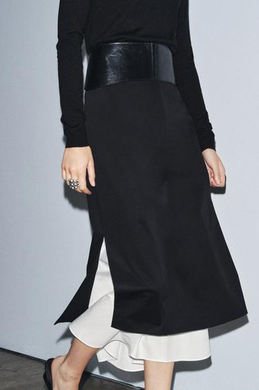 ZW COLLECTION CONTRAST SKIRT - Black / White by Zara