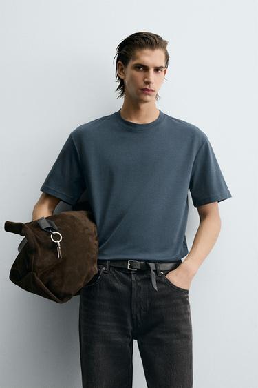 BASIC REGULAR FIT T-SHIRT - Deep blue by Zara