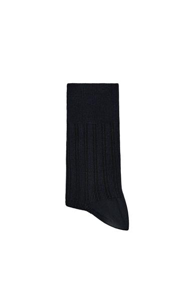 CONTRAST RIBBED SOCKS - Navy blue by Zara