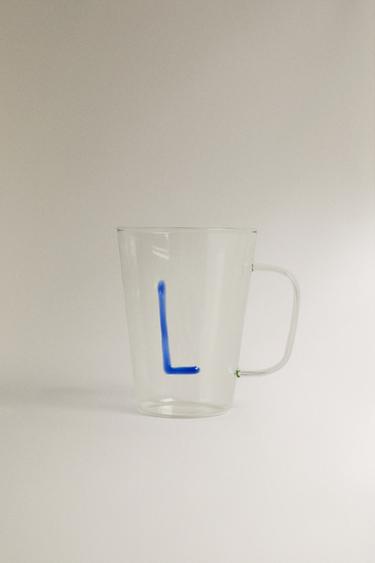 BOROSILICATE MUG WITH INITIAL L - Light blue by Zara - Image 0