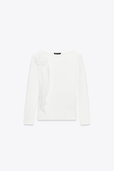 3D FLORAL T-SHIRT - White by Zara