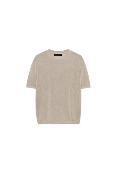 SHORT SLEEVE KNIT TOP - Sand by Zara