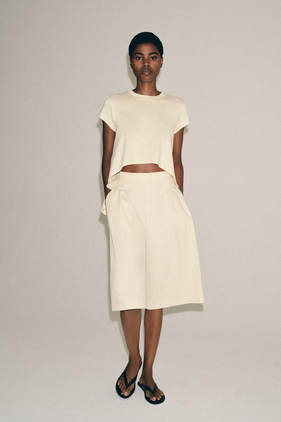 ASYMMETRIC COTTON T-SHIRT - Butter by Zara - Image 0