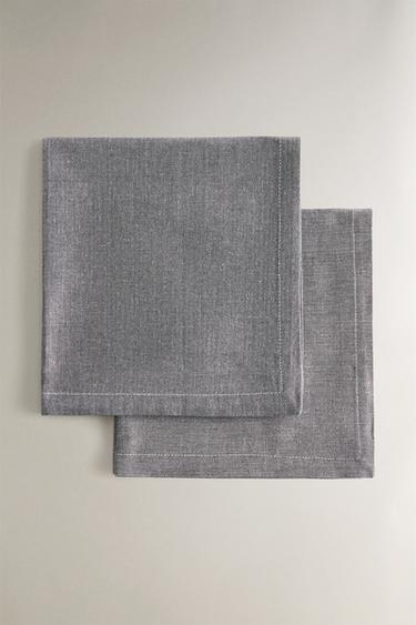 MELANGE COTTON NAPKIN (PACK OF 2) - Dark grey by Zara - Image 0