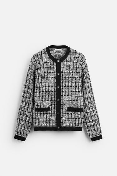 CONTRAST CARDIGAN - Black by Zara