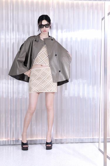 ZW COLLECTION FAUX LEATHER CAPE JACKET - Taupe grey by Zara