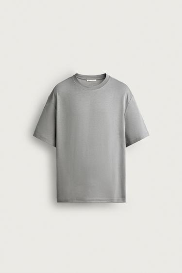 RELAXED FIT INTERLOCK T-SHIRT /04 - Mid-grey by Zara