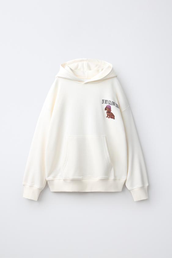 DOG PRINT HOODIE - Ecru by Zara - Image 0