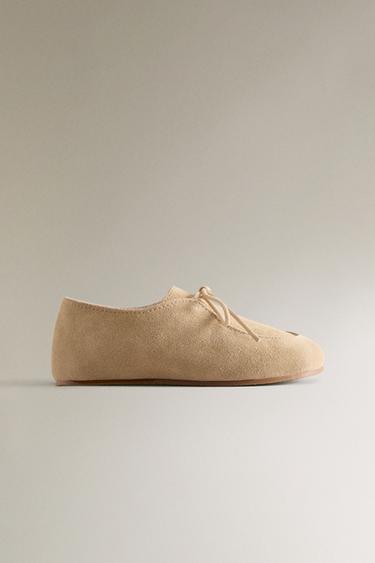CHILDREN'S LEATHER DERBY SHOES - Light beige by Zara - Image 0