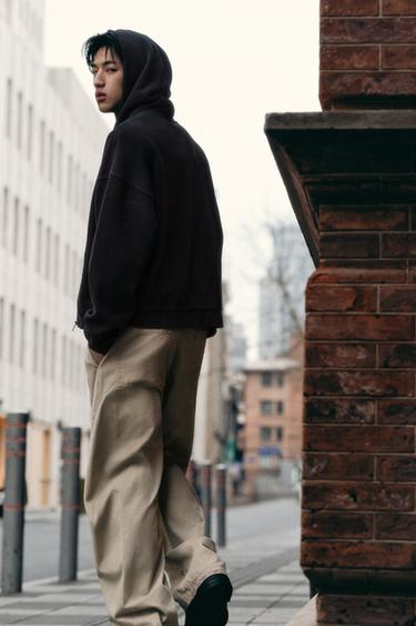 WASHED WAFFLE HOODIE - Dark anthracite by Zara