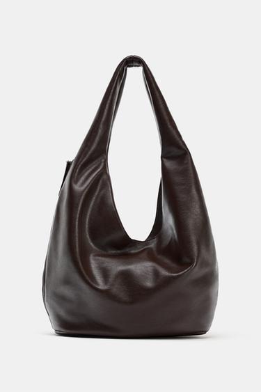 MAXI BUCKET BAG WITH SIDE ZIP - Burgundy Red by Zara