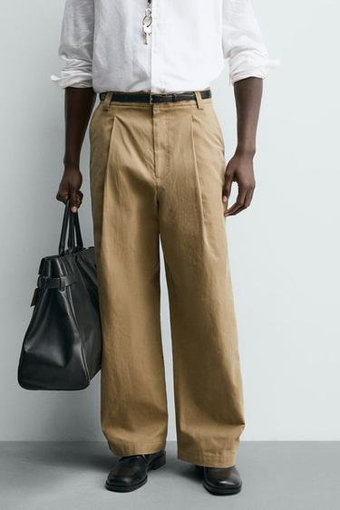 BARREL FIT PLEATED TROUSERS - Beige by Zara