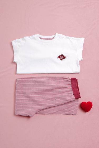 AGES 6-14 / STRIPE AND PATCH PYJAMAS - Burgundy by Zara