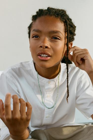 COTTON AND LINEN STAND COLLAR SHIRT - White by Zara