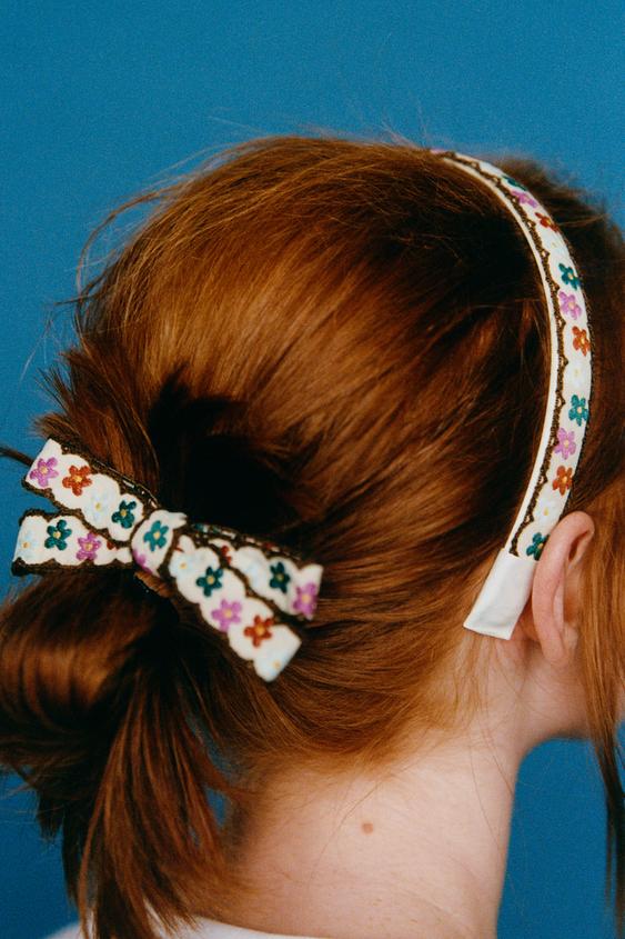 2-PACK OF EMBROIDERED BOW HAIR CLIPS - Multicoloured by Zara - Image 0