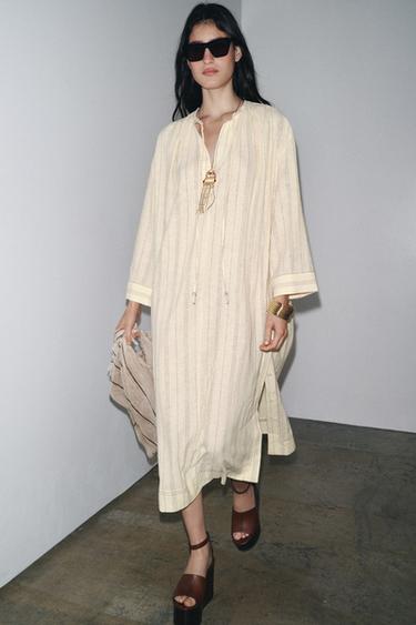 STRIPED LINEN BLEND TUNIC DRESS ZW COLLECTION - Stripes by Zara - Image 0
