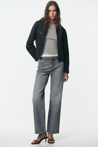 Z1975 REGULAR FIT HIGH-WAIST JEANS WITH BELT - Grey by Zara