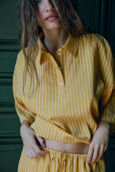 STRIPED PRINT SHIRT - Yellow by Zara