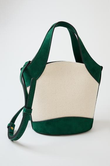 COMBINED CANVAS CROSSBODY BAG - Green by Zara