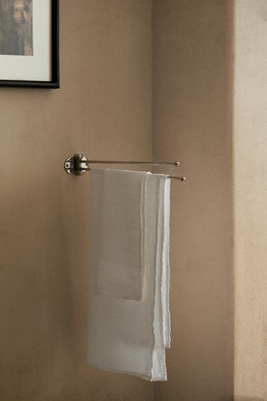 SHINY METAL WALL TOWEL RACK - Silver by Zara
