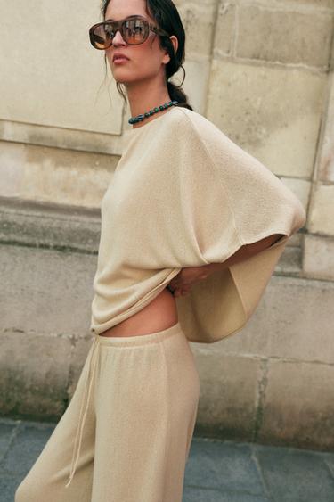 SHORT SLEEVE RUSTIC TOP - Light beige by Zara