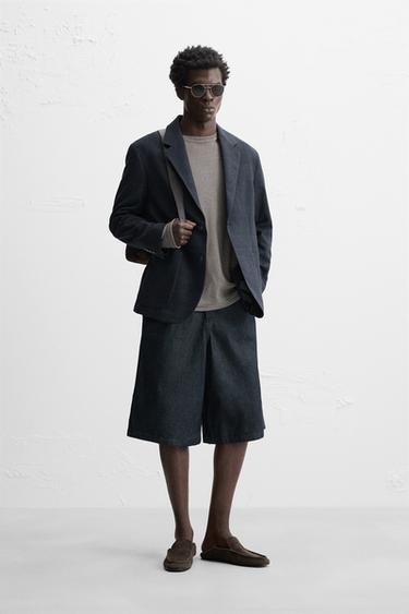 TEXTURED REGULAR FIT BLAZER - Navy blue by Zara
