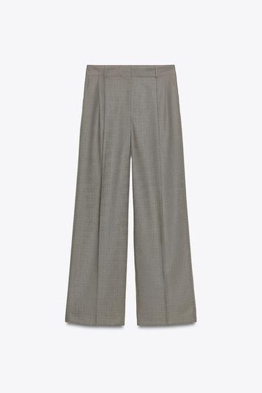 WIDE-LEG TROUSERS WITH DARTS - Sand / Black by Zara