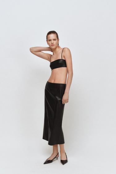 ZW COLLECTION LIMITED EDITION 100% LEATHER SKIRT - Black by Zara