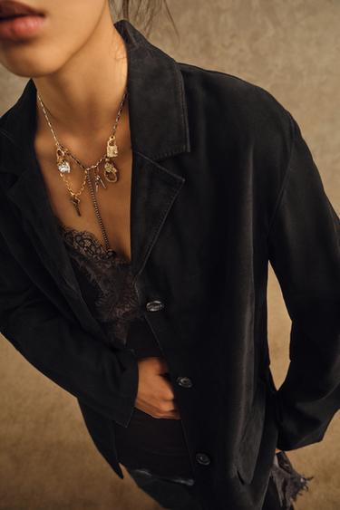 CHARM KEY AND PADLOCK NECKLACE - Gold / Silver by Zara