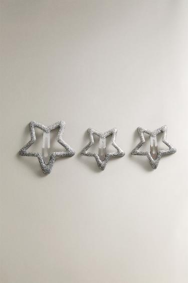 PACK OF CHILDREN'S STAR HAIR CLIPS (PACK OF 3) - Silver by Zara - Image 0