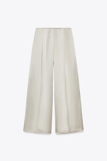 ZW COLLECTION SATIN TROUSERS WITH DARTS - Stone by Zara