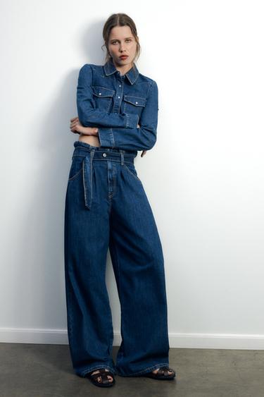 TRF CROPPED DENIM SHIRT - Dark indigo by Zara - Image 0
