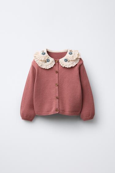 DOUBLE COLLAR KNIT CARDIGAN - Mid-pink by Zara - Image 0