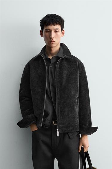 QUILTED CORDUROY JACKET - Black by Zara