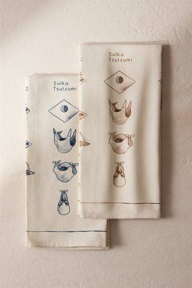 PRINTED TEA TOWEL (PACK OF 2) - White by Zara
