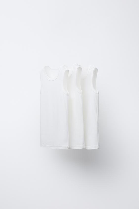 3-PACK OF SLEEVELESS T-SHIRTS - White by Zara - Image 0