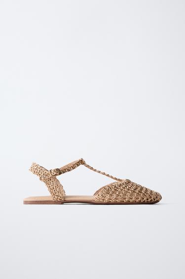 BRAIDED SLINGBACK SHOES - Gold by Zara