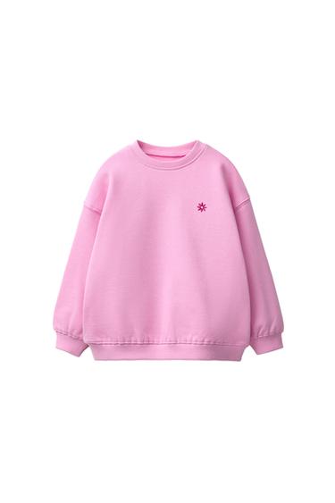 DAISY EMBROIDERED FLEECE SWEATSHIRT - Chalk pink by Zara