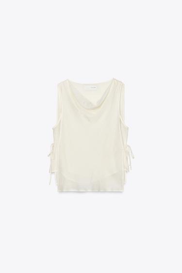 SHORT CREASED-EFFECT BLOUSE - Ecru by Zara